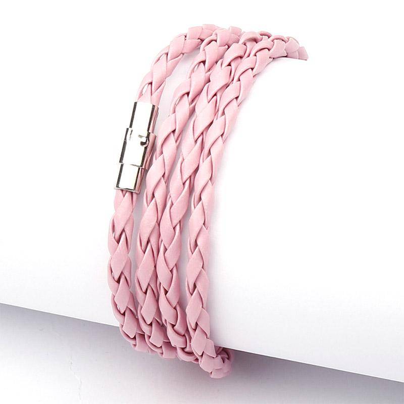 Mode Armband Wrap Manschette Unisex Frauen Männer Pu Leder Armband Schmuck Geschenke rosa von Joom DACH