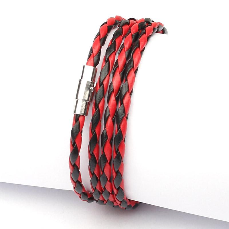 Mode Armband Wrap Manschette Unisex Frauen Männer Pu Leder Armband Schmuck Geschenke schwarz rot von Joom DACH