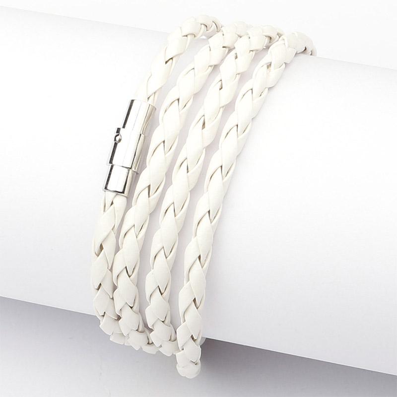 Mode Armband Wrap Manschette Unisex Frauen Männer Pu Leder Armband Schmuck Geschenke weiß von Joom DACH