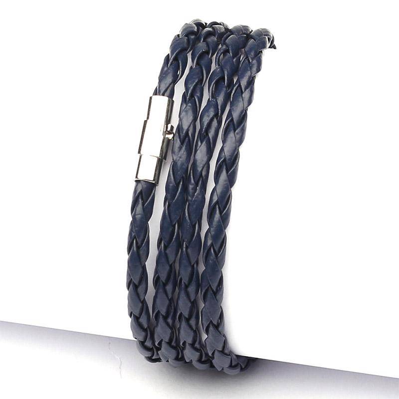 Mode Armband Wrap Manschette Unisex Frauen Männer Pu Leder Armband Schmuck Geschenke navy blau von Joom DACH