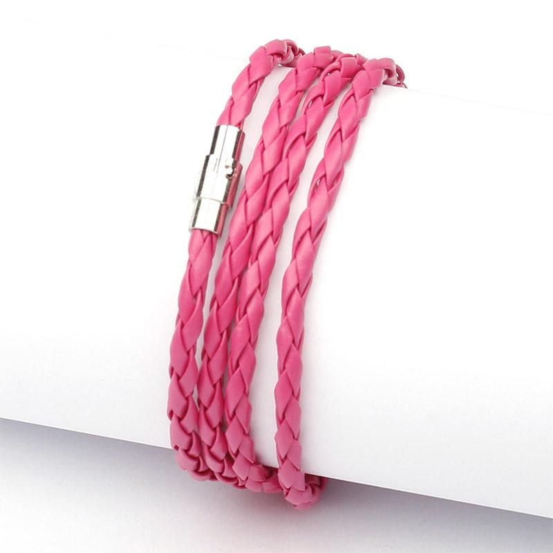 Mode Armband Wrap Manschette Unisex Frauen Männer Pu Leder Armband Schmuck Geschenke rose rot von Joom DACH