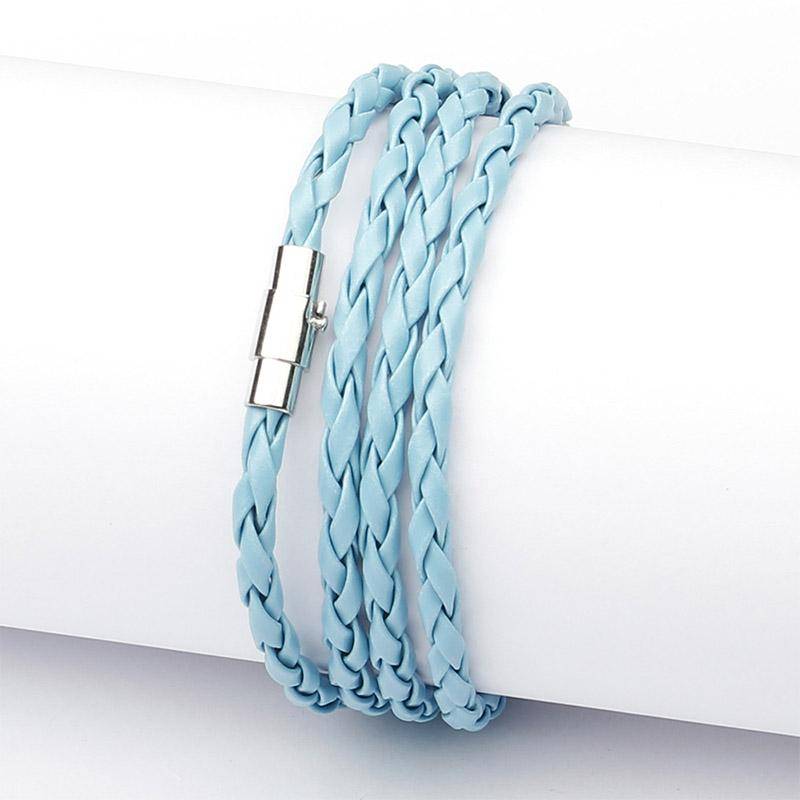 Mode Armband Wrap Manschette Unisex Frauen Männer Pu Leder Armband Schmuck Geschenke hellblaue von Joom DACH