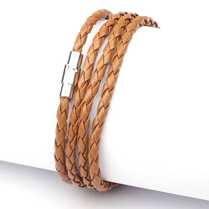 Mode Armband Wrap Manschette Unisex Frauen Männer Pu Leder Armband Schmuck Geschenke braun von Joom DACH