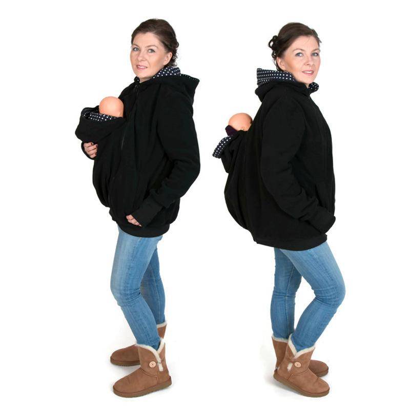 Mode Babytragejacke Känguru Warme Umstandshoodies Damen Oberbekleidung Mantel für Schwangere Umstandsmode XL schwarz von Joom DACH