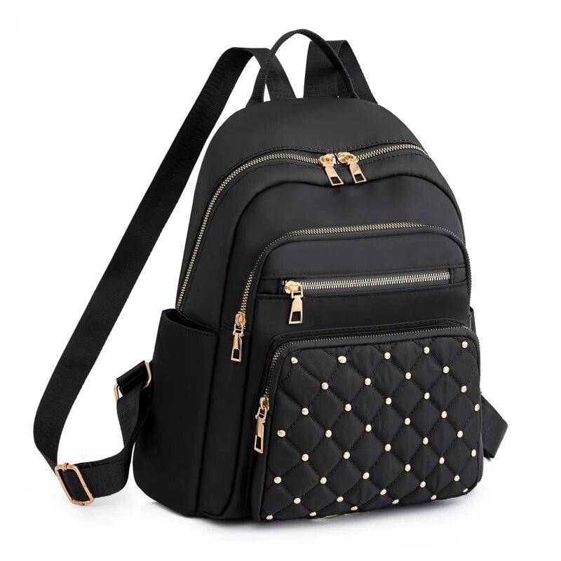 Mode Bagpack Frauen Hohe Qualität Nylon Rucksäcke Weibliche Große Reise Rucksack Große Schule Taschen für Teenager Mädchen Schulter Tasche 14 inches schwarz von Joom DACH