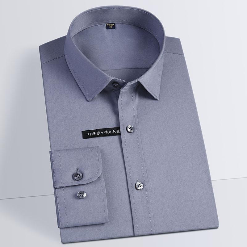 Mode Bambusfaser Herren Langarm Hemden Hohe Qualität Bügelfrei Business Formales Hemd Marke Hübscher Mann Kleidung 44 von Joom DACH