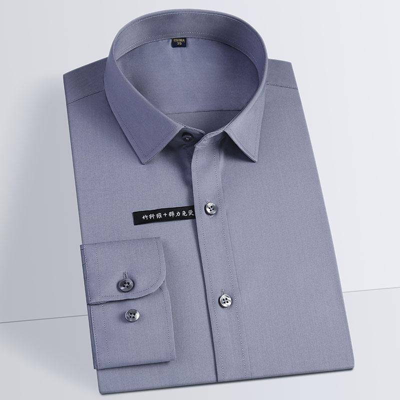 Mode Bambusfaser Herren Langarm Hemden Hohe Qualität Bügelfrei Business Formales Hemd Marke Hübscher Mann Kleidung 44 von Joom DACH