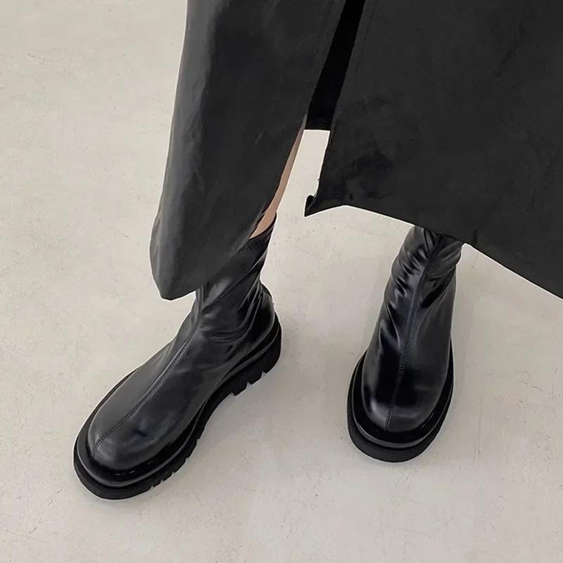 Mode Blockabsatz Damen elastische kurze Stiefel Mode zurück Reißverschlüsse Schuhe Herbst Winter Plattform Wohnungen Damen Ankle Booties 38 schwarz von Joom DACH