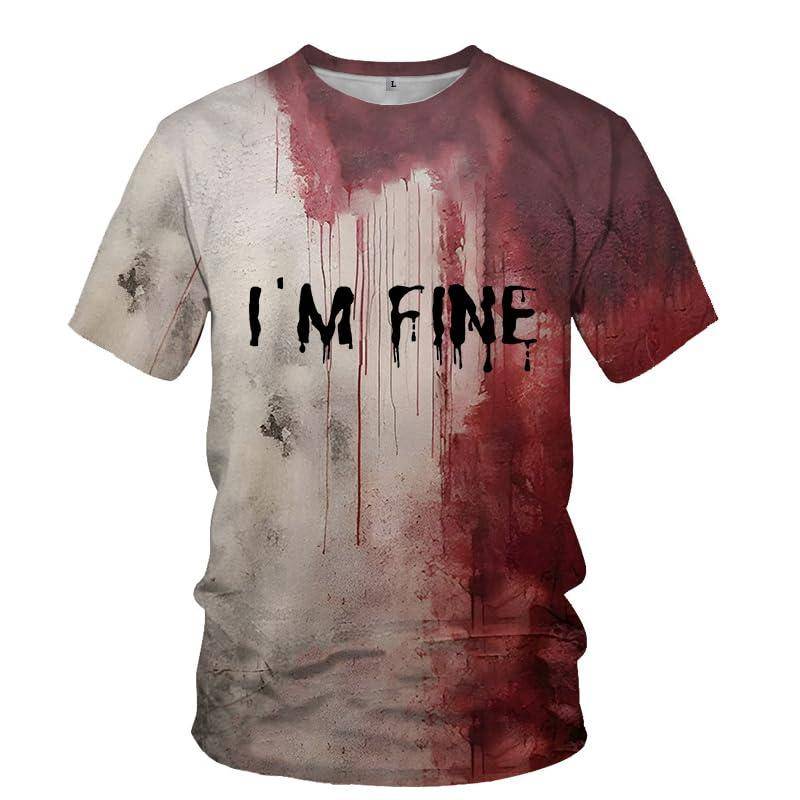 Mode Blutiges T-Shirt Für Männer Frauen Horror I'm OK Grafik T-Shirt Tops Street 3D Gedruckt Cosplay Kostüm T-Shirts M von Joom DACH