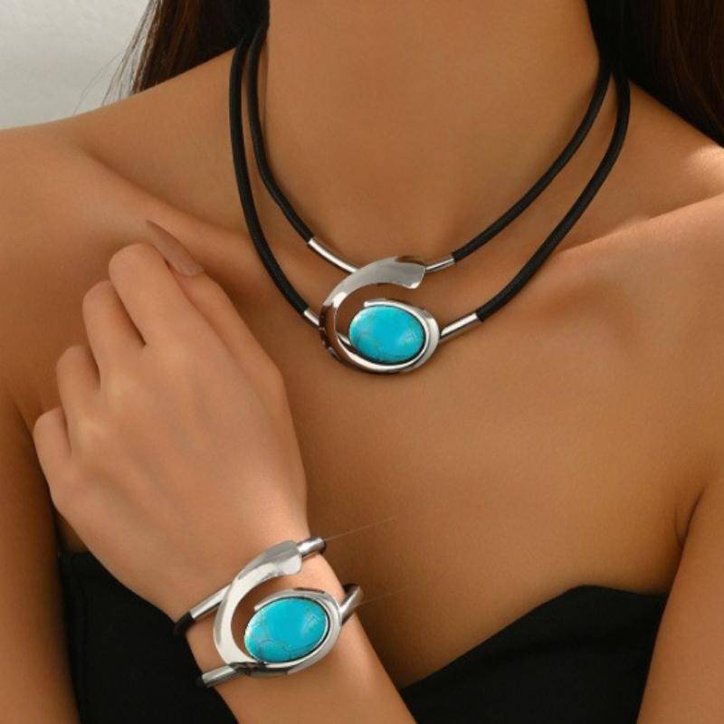 Mode Böhmische Schmuck Set Halskette und Armband für Damen elfenbein von Joom DACH