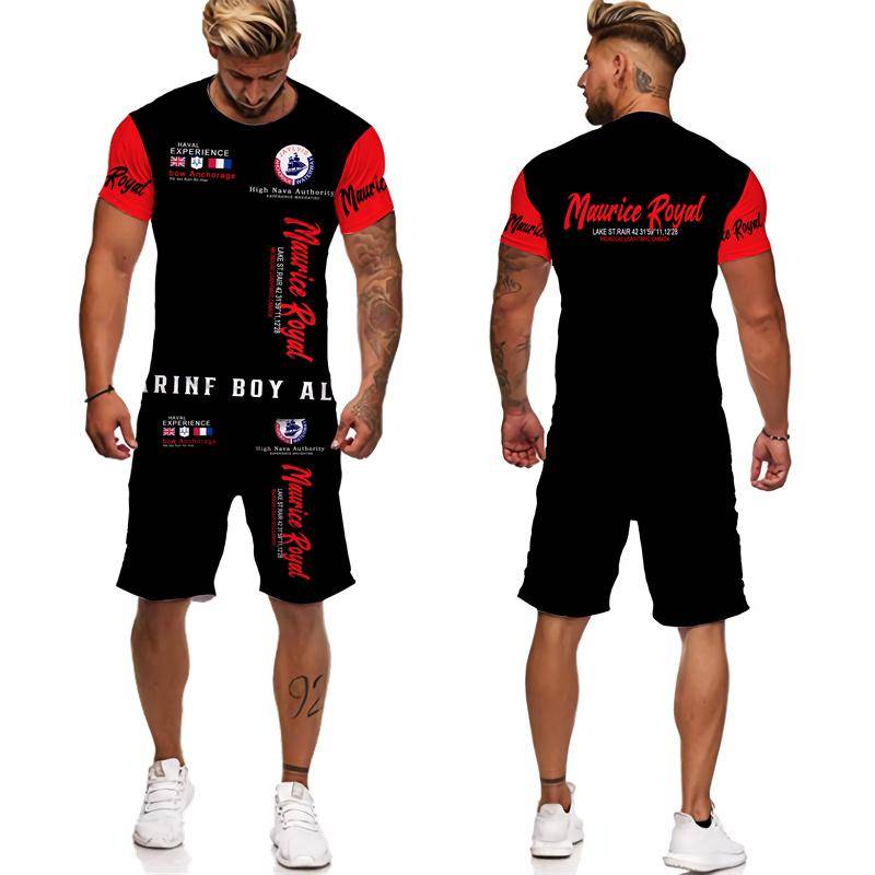 Mode Brief Drucken männer T-shirts/Shorts/Sets Casual T-Shirts Paar Outfits Jogging Streetwear Kleidung Hip Hop 2 stück Trainingsanzug M von Joom DACH