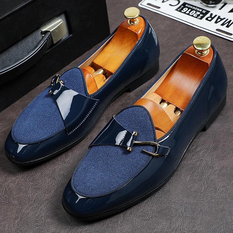 Mode Britischer Stil Leder Herren Freizeitschuhe Formelle Business Slipper Hochzeitskleid Slipper Flats Fahrmokassinschuhe Große Größe 48 41 blau von Joom DACH