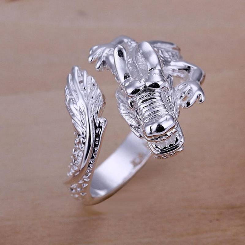 Mode Charme Silber Farbe Ringe Drachen Design Schmuck Hübsche Frauen Dame Männer Urlaub Geschenke 8 silber von Joom DACH
