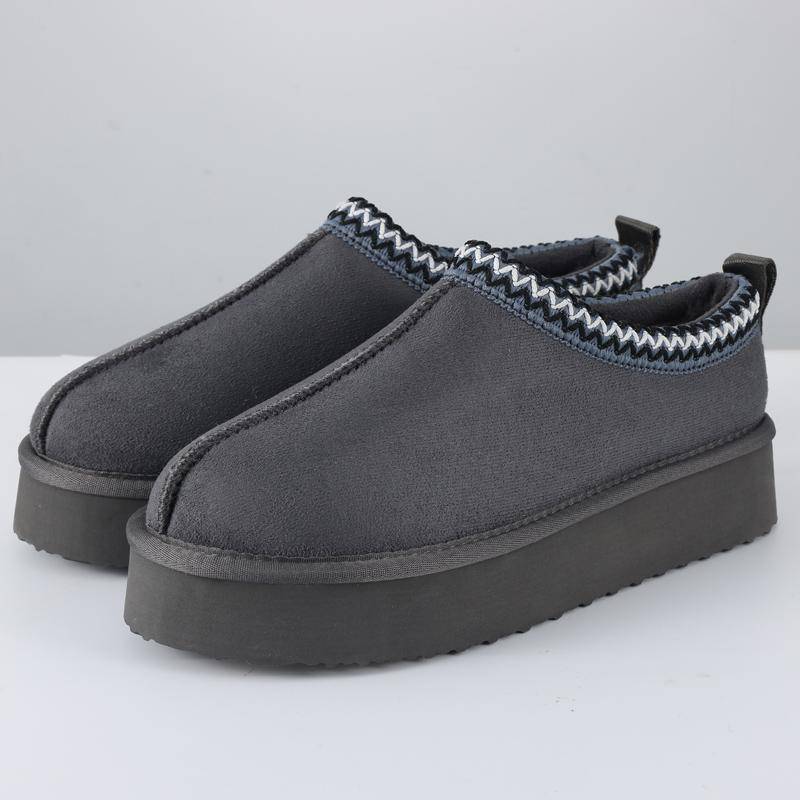 Mode Crestar Damenmarke Winter Hausschuhe Damen Klassische Mode Dicke Sohle Schuhe Outdoor Indoor Kurzer Plüsch Knöchelwarm Schneestiefel Pantoletten 36 grau von Joom DACH