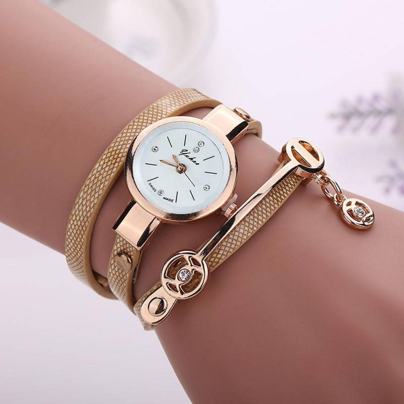 Mode Dame Kleid Leder Casual Frauen Armbanduhr Geschenk gold von Joom DACH