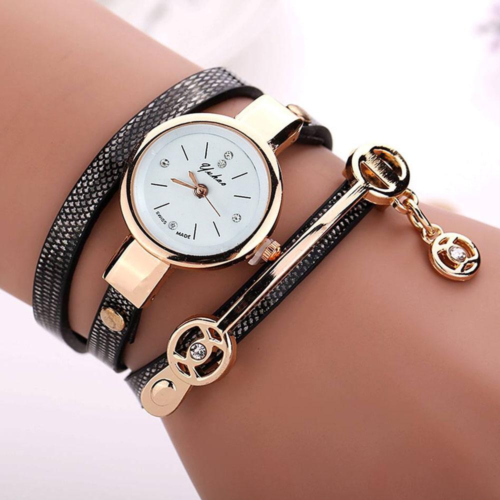 Mode Dame Kleid Leder Casual Frauen Armbanduhr Geschenk schwarz von Joom DACH