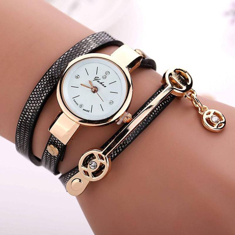 Mode Dame Kleid Leder Casual Frauen Armbanduhr Geschenk schwarz von Joom DACH