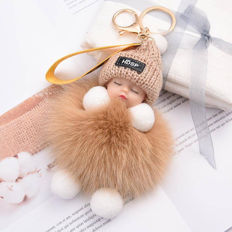 Mode Dame Schöne Mädchen Tasche Anhänger Plüsch Puppe Auto Schlüsselanhänger Anhänger khaki von Joom DACH