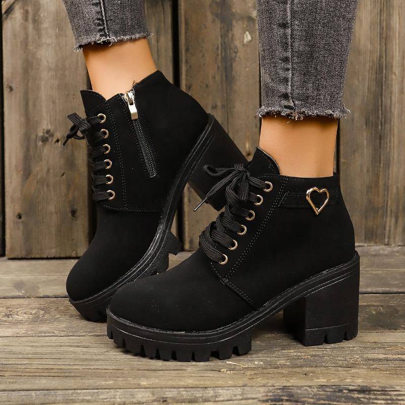 Mode Damen Schuhe Seitenreißverschluss Damen Stiefel Sale Schnürung vorne Moderne Stiefel Damen Marke Gürtelschnalle Stiefeletten 41 schwarz von Joom DACH