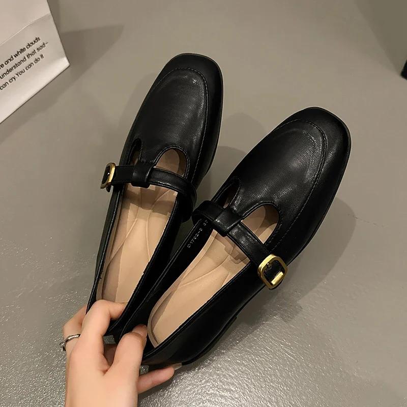 Mode Damen Slipper Ballett Tanz Schnalle Schuhe Slip On Kreuzriemen Schwarz Flach Niedrige Absätze Herbst Frühling Kleid Mary Jane Pumps 36 schwarz von Joom DACH