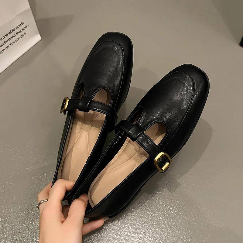 Mode Damen Slipper Ballett Tanz Schnalle Schuhe Slip On Kreuzriemen Schwarz Flach Niedrige Absätze Herbst Frühling Kleid Mary Jane Pumps 36 schwarz von Joom DACH