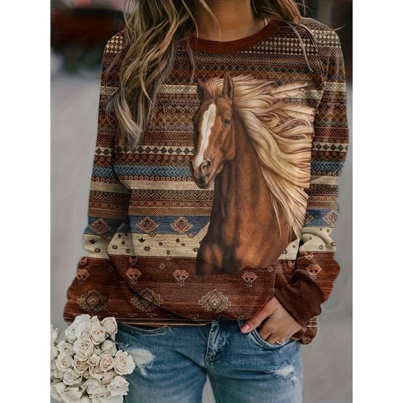 Mode Damen Sweatshirt Pferd Grafikdruck Sweatshirt für Damen Lässig Langarm Rundhals Pullover y2k Damenbekleidung 2XL Mode Damen Sweatshirt Pferd Grafikdruck Sweatshirt für Damen Lässig Langarm Rundhals Pullover y2k Damenbekleidung 2XL von Joom DACH