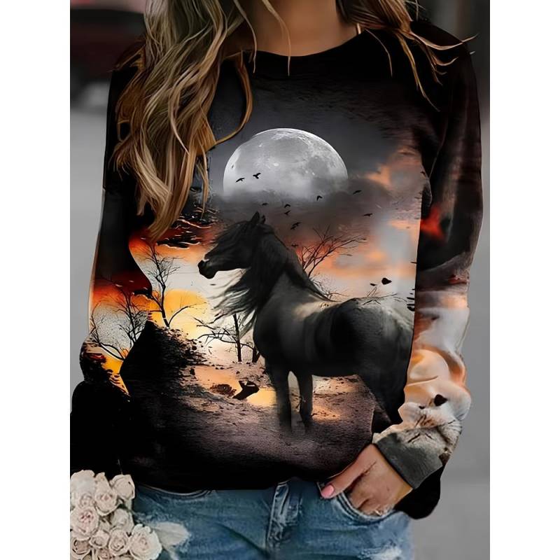 Mode Damen Sweatshirt Pferd Grafikdruck Sweatshirt für Damen Lässig Langarm Rundhals Pullover y2k Damenbekleidung 3XL Mode Damen Sweatshirt Pferd Grafikdruck Sweatshirt für Damen Lässig Langarm Rundhals Pullover y2k Damenbekleidung 3XL von Joom DACH