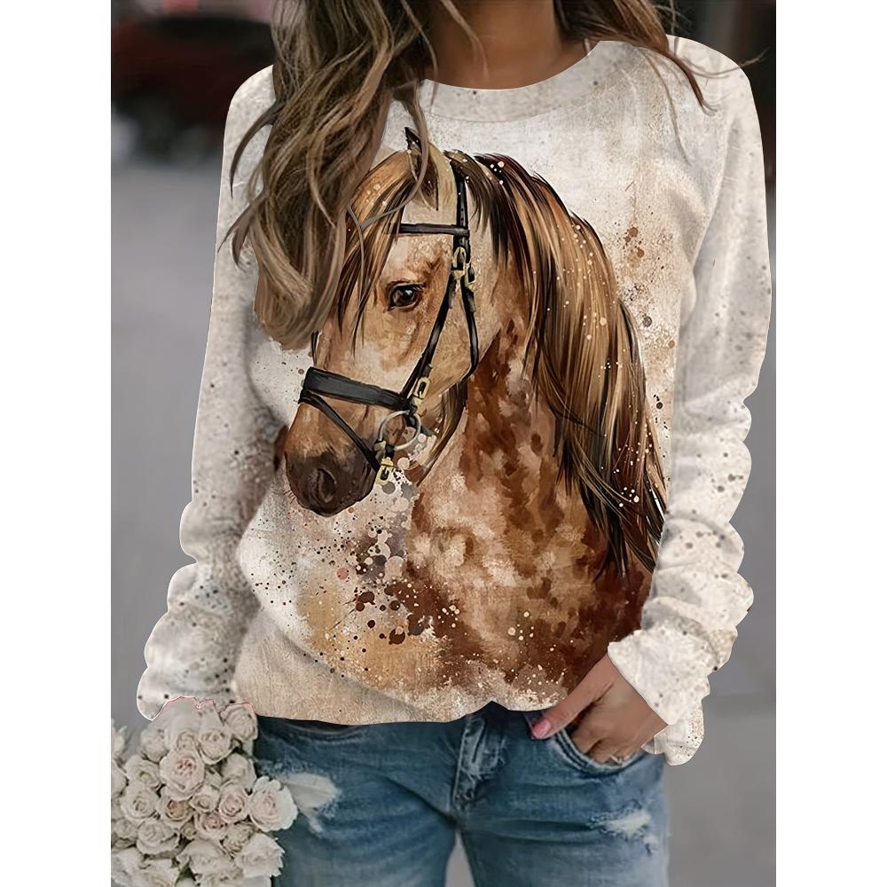 Mode Damen Sweatshirt Pferd Grafikdruck Sweatshirt für Damen Lässig Langarm Rundhals Pullover y2k Damenbekleidung L Mode Damen Sweatshirt Pferd Grafikdruck Sweatshirt für Damen Lässig Langarm Rundhals Pullover y2k Damenbekleidung L von Joom DACH