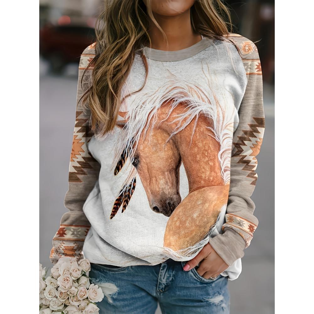 Mode Damen Sweatshirt Pferd Grafikdruck Sweatshirt für Damen Lässig Langarm Rundhals Pullover y2k Damenbekleidung S Mode Damen Sweatshirt Pferd Grafikdruck Sweatshirt für Damen Lässig Langarm Rundhals Pullover y2k Damenbekleidung S von Joom DACH
