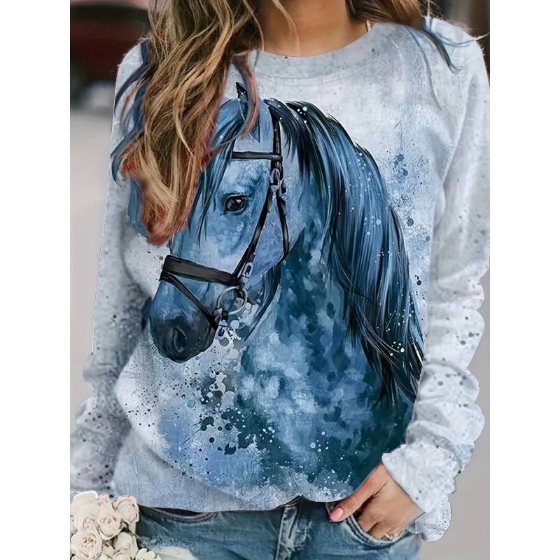 Mode Damen Sweatshirt Pferd Grafikdruck Sweatshirt für Damen Lässig Langarm Rundhals Pullover y2k Damenbekleidung XS Mode Damen Sweatshirt Pferd Grafikdruck Sweatshirt für Damen Lässig Langarm Rundhals Pullover y2k Damenbekleidung XS von Joom DACH