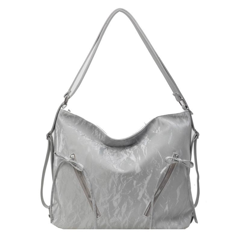 Mode Damen Tasche Große Kapazität Tragetasche Neue Schulter Doppel Schulter Dual-Zweck Tasche Pendler Messenger Rucksack silber von Joom DACH