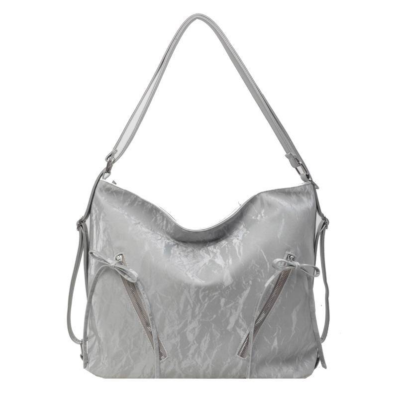 Mode Damen Tasche Große Kapazität Tragetasche Neue Schulter Doppel Schulter Dual-Zweck Tasche Pendler Messenger Rucksack silber von Joom DACH