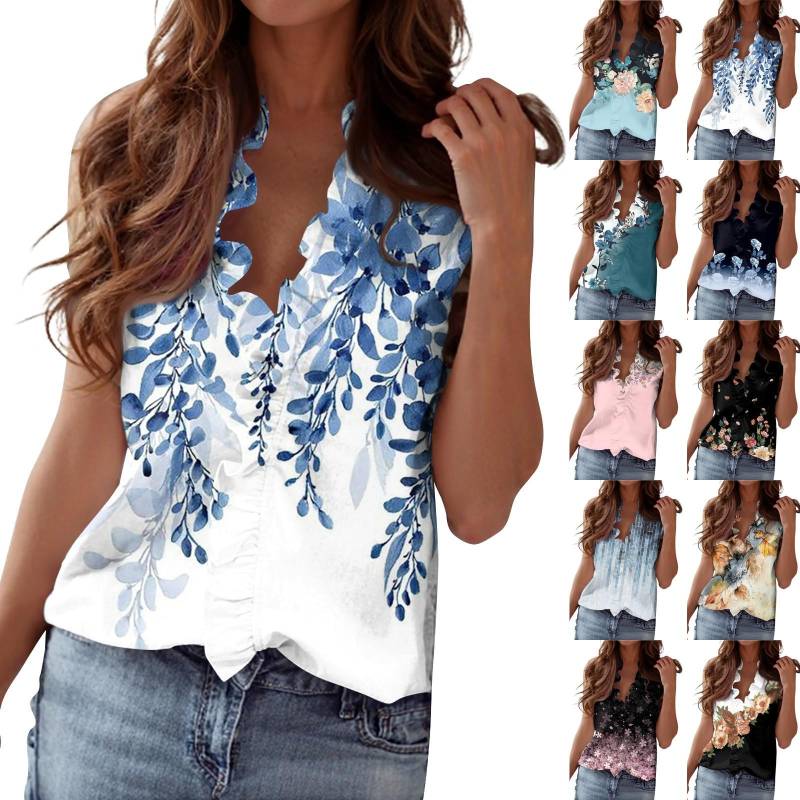 Mode Damen Temperament Knopf V-Ausschnitt Ärmel Bluse Freizeithemd XXXL von Joom DACH