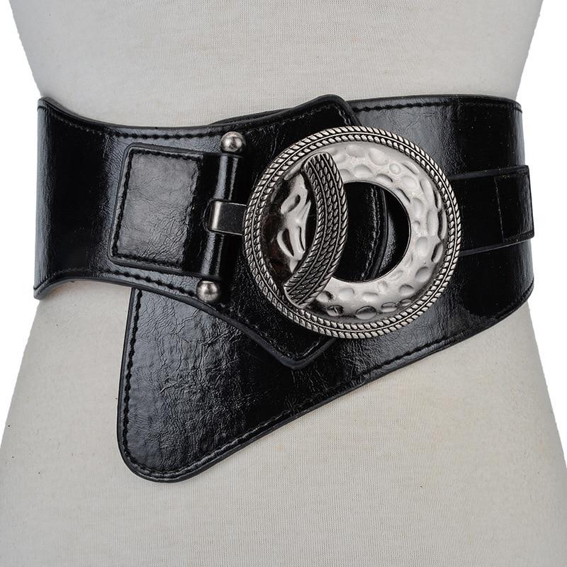 Mode Damen Vintage Check Stil Taille Gürtel Super Breite PU + Rindsleder Einstellbare Hemd Abnehmen Korsett Kummerbund Gürtel Gürtel frauen schwarz von Joom DACH