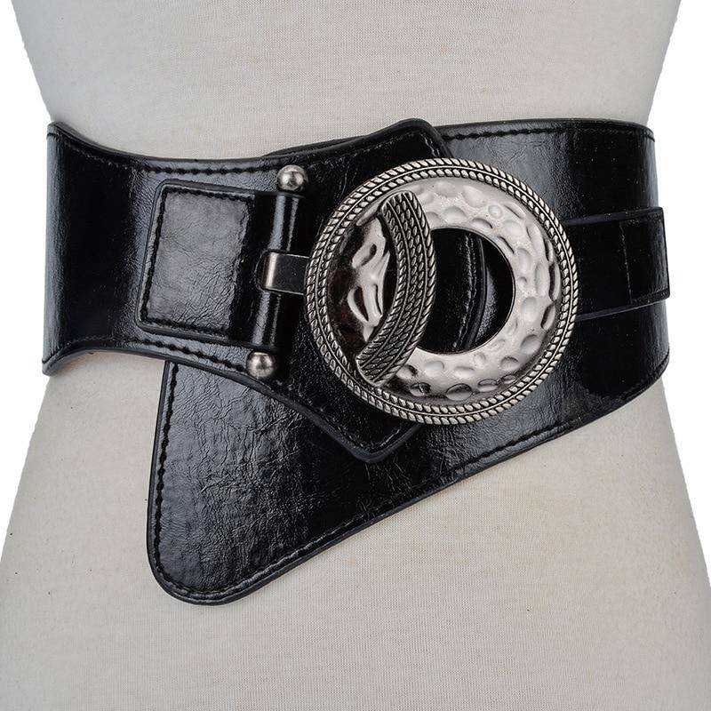 Mode Damen Vintage Check Stil Taille Gürtel Super Breite PU + Rindsleder Einstellbare Hemd Abnehmen Korsett Kummerbund Gürtel Gürtel frauen schwarz von Joom DACH