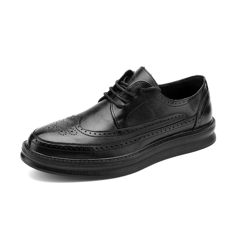 Mode Derby Leder Herren Schuhe Weiß Brogue Schnürschuhe Solide Einfache Kleid Business Casual Party Hochzeit Flache Schuhe Für Mann 39 schwarz von Joom DACH