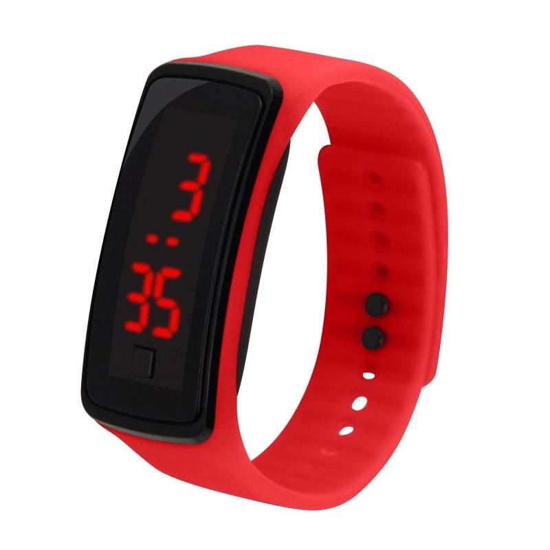 Mode-Digitaluhren für Jungen und Mädchen, verstellbares Armband, Silikon-Armbanduhr rot von Joom DACH