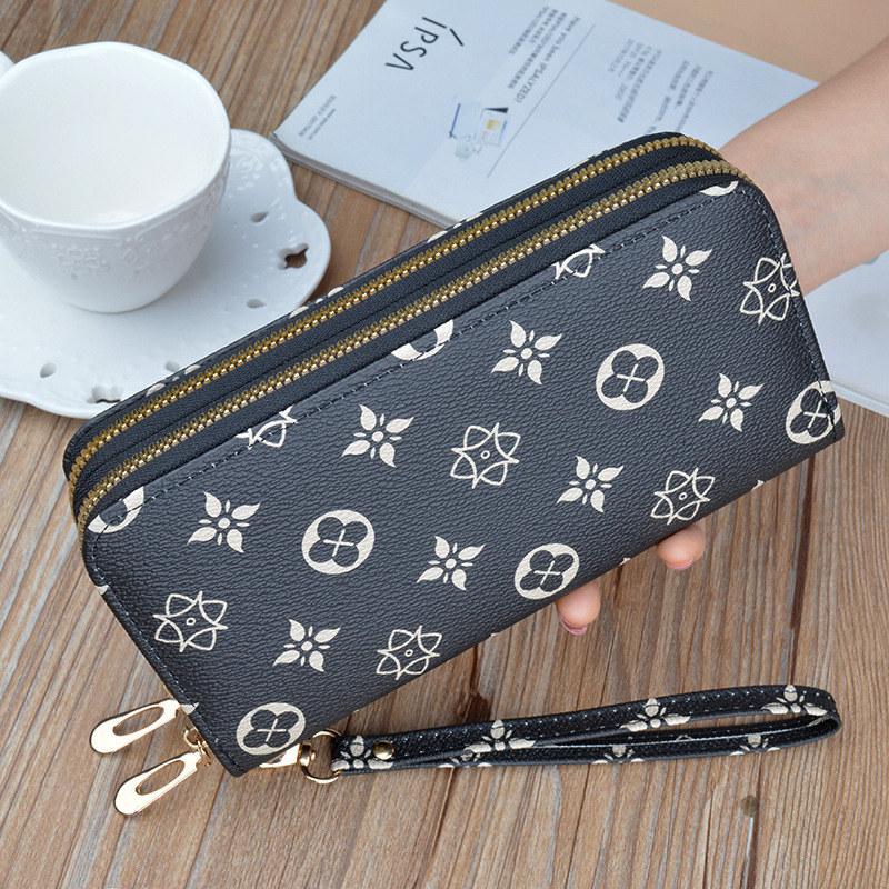 Mode Doppel-Reißverschluss Handtaschen Frauen lange Telefon Taschen Vintage-Design künstliche Leder Geldbörse Brieftaschen 19.5*9.5*4cm schwarz Mode Doppel-Reißverschluss Handtaschen Frauen lange Telefon Taschen Vintage-Design künstliche Leder Geldbörse Brieftaschen 19.5*9.5*4cm schwarz von Joom DACH