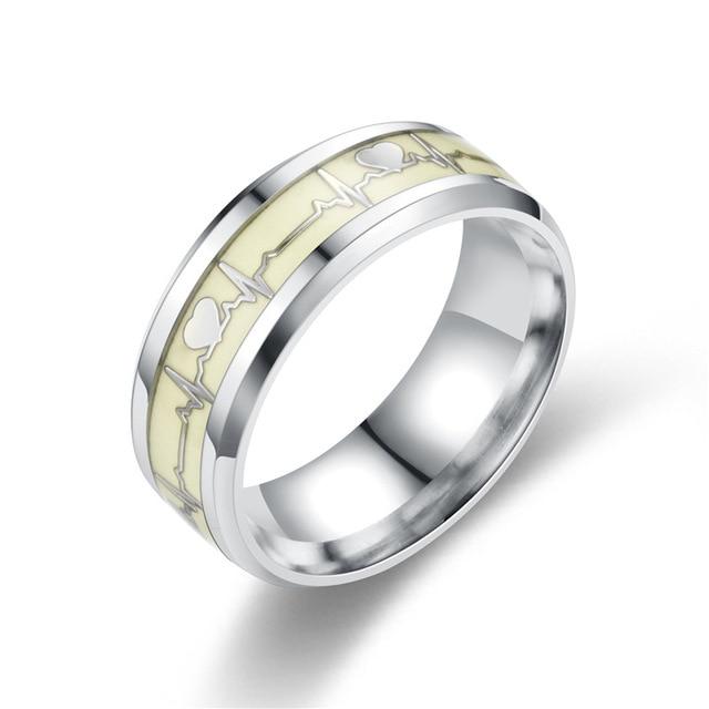 Mode Edelstahl Leuchtender Fingerring Für Frauen Männer Glowing In Dark Herz Paar Eheringe Schmuck Geschenk Zubehör 6 von Joom DACH