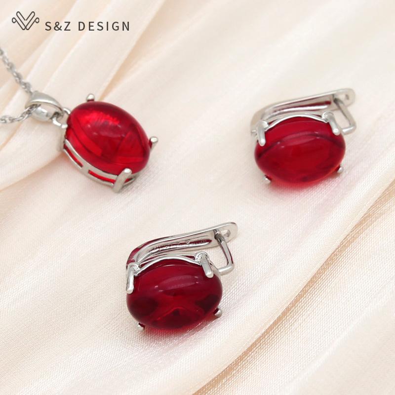 Mode Ei Form Oval Tropfen Ohrringe Schmuck Sets Für Frauen Hochzeit Rose Gold Farbe Klassische Anhänger Halskette von Joom DACH