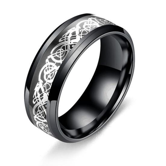 Mode Einfache Männer Kühlen Leuchtenden Drachen Muster Ring Weihnachtsgeschenk Schmuck Schmuckstück Zubehör US 10 silber/schwarz von Joom DACH