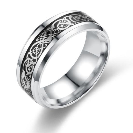 Mode Einfache Männer Kühlen Leuchtenden Drachen Muster Ring Weihnachtsgeschenk Schmuck Schmuckstück Zubehör US 13 schwarz/silber von Joom DACH