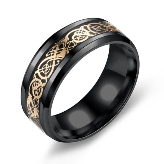 Mode Einfache Männer Kühlen Leuchtenden Drachen Muster Ring Weihnachtsgeschenk Schmuck Schmuckstück Zubehör US 7 schwarz/gold von Joom DACH