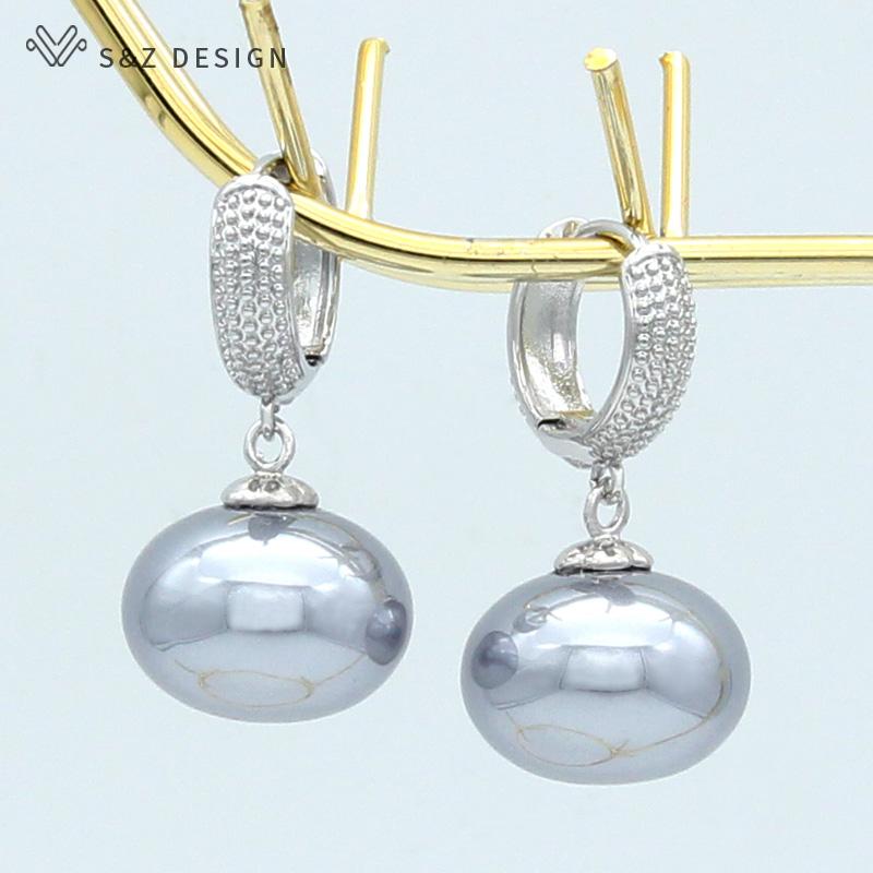 Mode Elegante Große Brot Simulierte-perle Ohrringe Für Frauen Hochzeit Schmuck Vintage Rose Gold Farbe Eardrop von Joom DACH