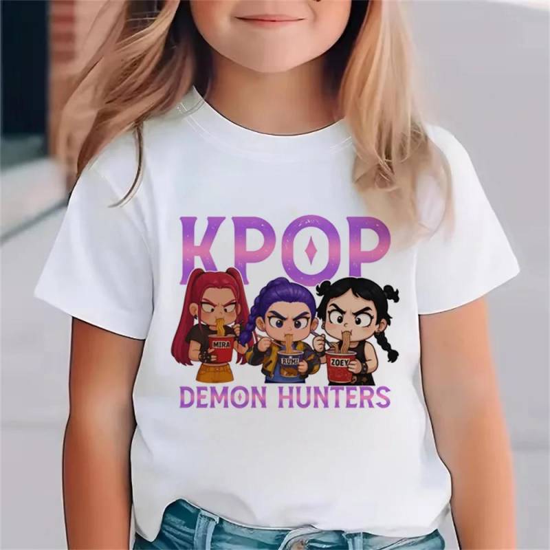 Mode Film Kinder T-Shirt KPop Dämonenjäger Lustiges Geschenk für Fans T-Shirt K-Pop Dämonenjäger Kleidung Cooles Mädchen T-Shirt Top 130 von Joom DACH