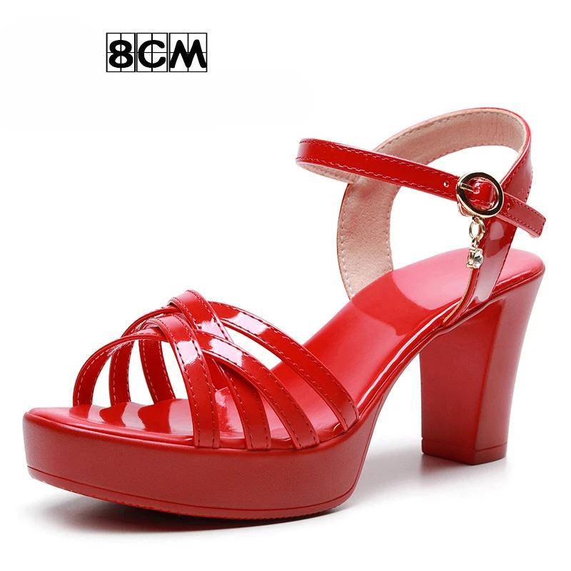 Mode Fischmaul Damen High Heel Sommerschuhe Sandalen Weibliche Schmalband Frau Sandalen Knöchelriemen Plateau Größe 33-42 42 von Joom DACH