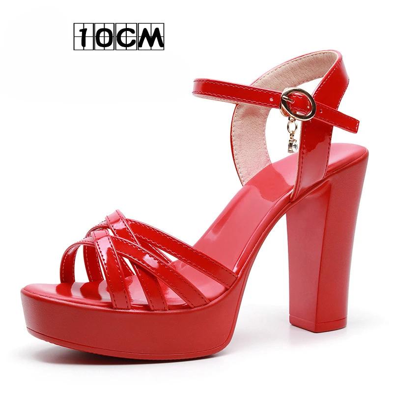 Mode Fischmaul Damen High Heel Sommerschuhe Sandalen Weibliche Schmalband Frau Sandalen Knöchelriemen Plateau Größe 33-42 42 von Joom DACH