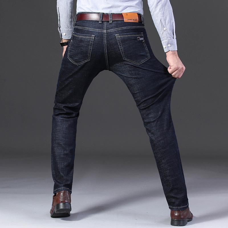 Mode Flut mittleren Alters elastische Mitte Taille Jeans Herren Frühling und Herbst gerade lose Business Casual lange Hosen 38 schwarz von Joom DACH