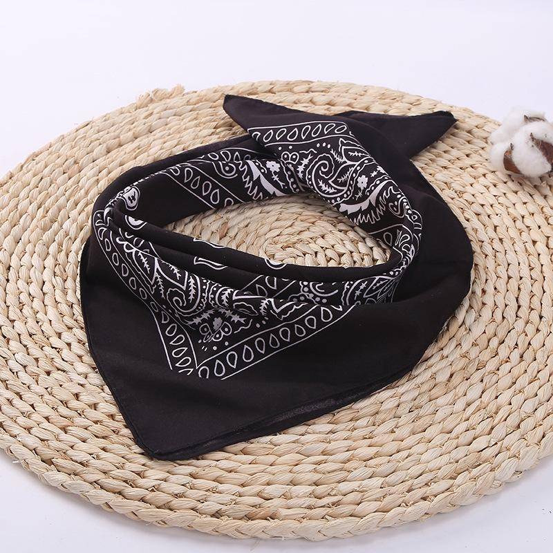 Mode Frauen Bandana Schal Mädchen Kinder Punk Square Bandanas Kopfbedeckungen Bohemian Kopftuch Stirnbänder Haar-Accessoires schwarz von Joom DACH