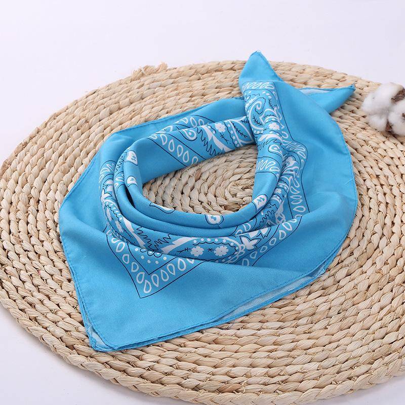 Mode Frauen Bandana Schal Mädchen Kinder Punk Square Bandanas Kopfbedeckungen Bohemian Kopftuch Stirnbänder Haar-Accessoires blau von Joom DACH
